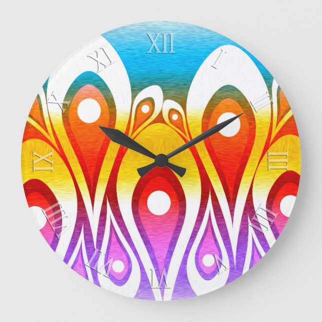 Rainbow Fractal Lace Dream Wall Clock (Front)