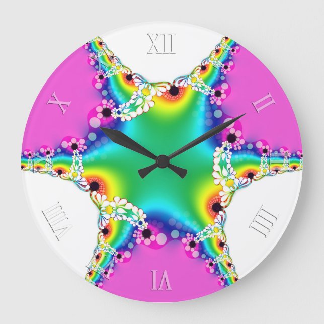 Rainbow Fractal Lace Dream Wall Clock (Front)