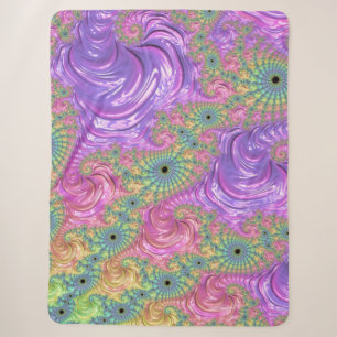 Rainbow Fractal Sherpa Blanket