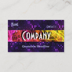 Rainbow Fractal Smoke and Purple Glitter Business Card