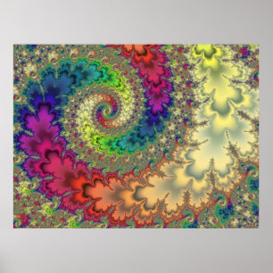 Rainbow Fractal Swirl  Poster