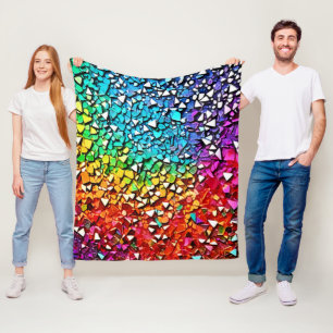 Rainbow Fragment Mosaic Fleece Blanket