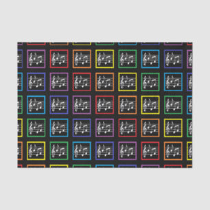 Rainbow Framed Musical Squares Black Tissue Paper