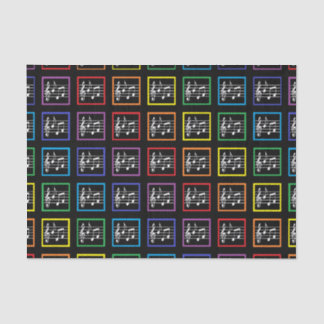 Rainbow Framed Musical Squares Black Tissue Paper