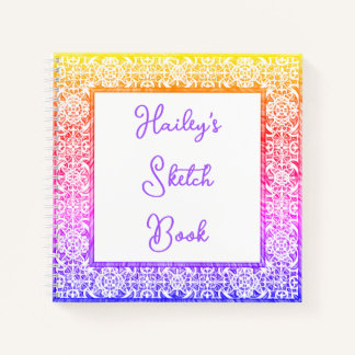 Rainbow Framed Name Sketchbook Notebook