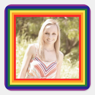 Rainbow Framed Photo - Square Sticker
