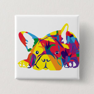 Rainbow French Bulldogge 15 Cm Square Badge
