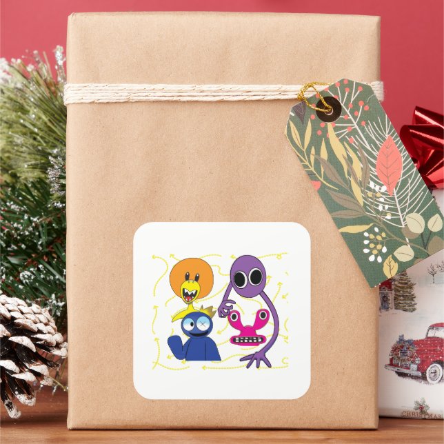 Rainbow Friends Monsters Square Sticker (Holiday)