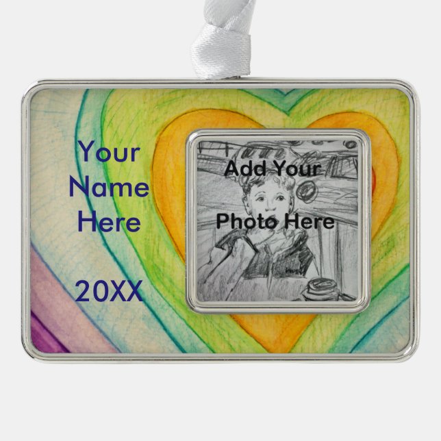 Rainbow Friendship Hearts Custom Art Ornament (Front)