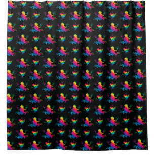 Rainbow Frog Pattern Shower Curtain