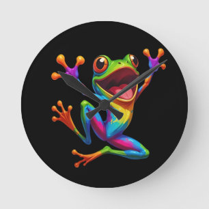 Rainbow Frog  Round Clock