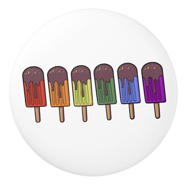 Rainbow Frozen pop Parade Ceramic Knob (Front)