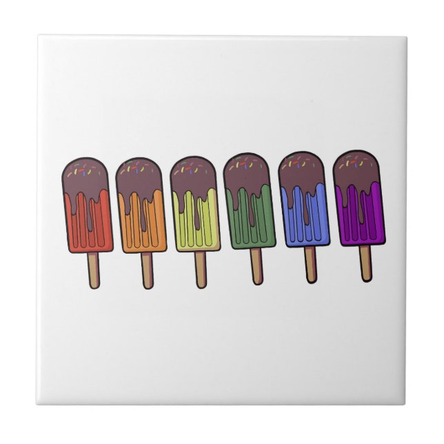 Rainbow Frozen pop Parade Ceramic Tile (Front)