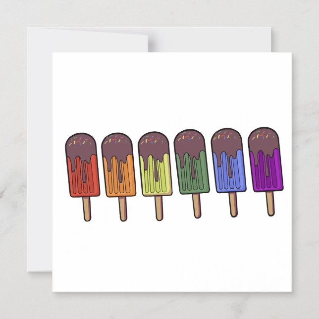 Rainbow Frozen pop Parade Magnetic Invitation (Front)