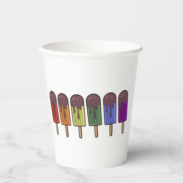 Rainbow Frozen pop Parade Paper Cups (Front)