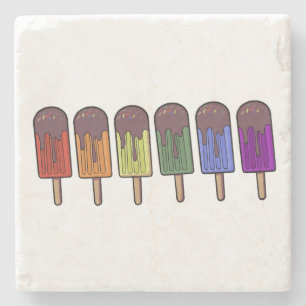 Rainbow Frozen pop Parade Stone Coaster