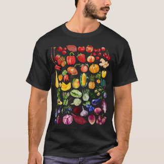 Rainbow Fruit And Vegetable Vegans Gardeners Veget T-Shirt