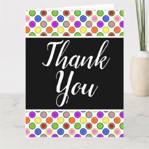Rainbow Fruit Candy Polka Dots Happy Colourful Fun Thank You Card