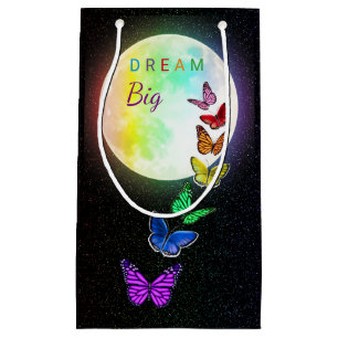 Rainbow Full Moon & Rainbow Butterflies Dream Big Small Gift Bag