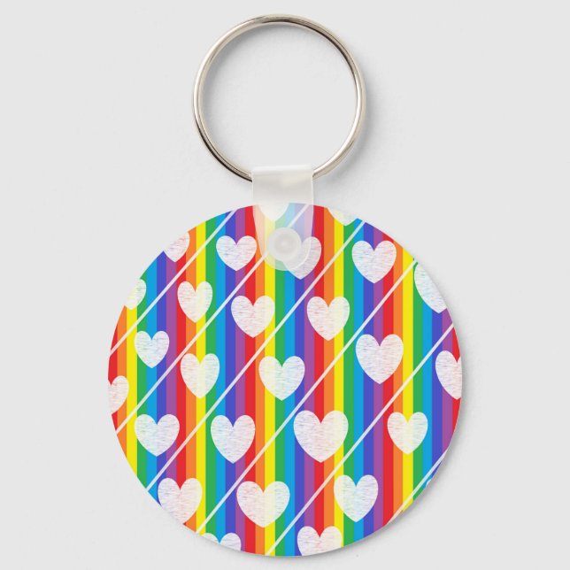 Rainbow Full of Hearts Keychain (Front)