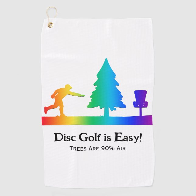 Rainbow Funny Disc Golf Putting Tree obstacle  Towel (Front)