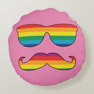 Rainbow Funny Face Round Cushion