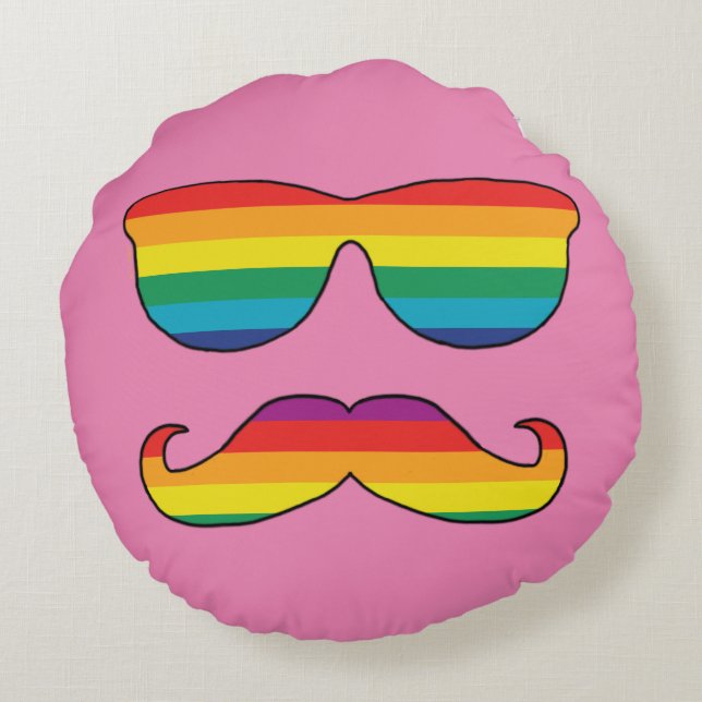 Rainbow Funny Face Round Cushion (Back)