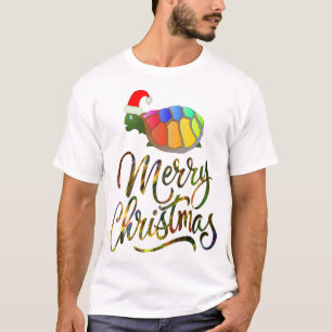 Rainbow Funny Turtle Wearing Santa Hat Xmas Gifts T-Shirt