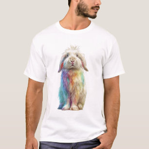 Rainbow Fur Long Haired Lop Rabbit Men T-Shirt