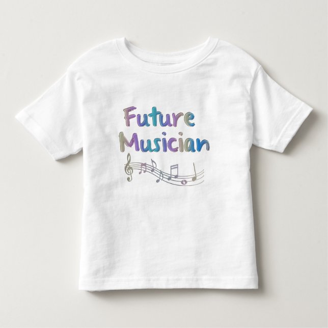Rainbow Future Musician Musical Notes Kids T-Shirt (Front)
