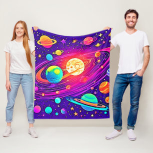 Rainbow Galaxy: Cartoon Fun Fleece Blanket