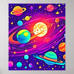 Rainbow Galaxy: Cartoon Fun Poster