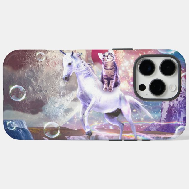 Rainbow galaxy cat riding unicorn in space.        Case-Mate iPhone case (Back (Horizontal))