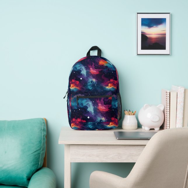 Rainbow Galaxy Pattern Printed Backpack (Insitu)