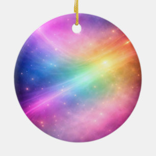 Rainbow Galaxy Round Ceramic Ornament