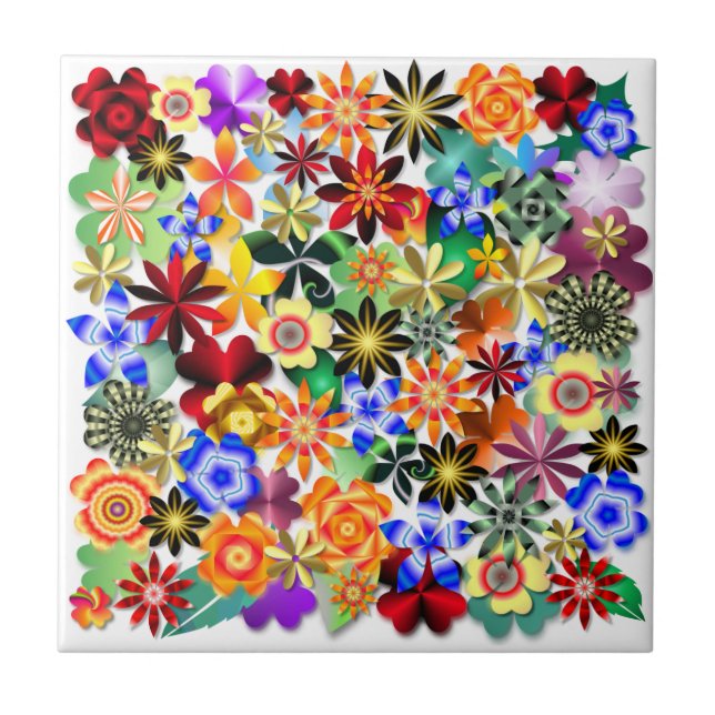 Rainbow Garden Ceramic Tile (Front)