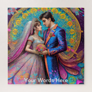 Rainbow Garden Neon Psychedelic Jigsaw Puzzle