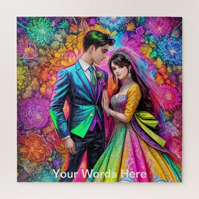 Rainbow Garden Neon Psychedelic   Jigsaw Puzzle (Vertical)