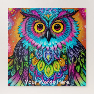 Rainbow Garden Neon Psychedelic Nature Jigsaw Puzzle