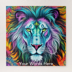 Rainbow Garden Neon Psychedelic Wildlife Nature Jigsaw Puzzle