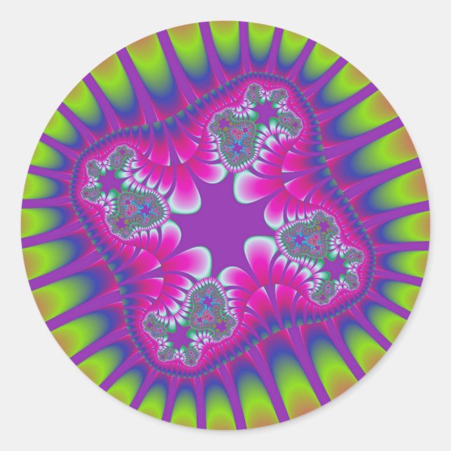 Rainbow Gardenia Flower Large Round Stickers (Front)