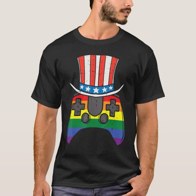 Rainbow Gay Game Controller Us Flag Top Hat Lgbt P (Front)