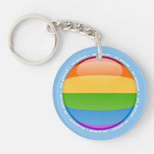 Rainbow Gay Lesbian Pride Bubble Flag Key Ring