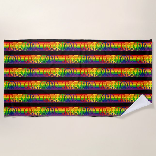 Rainbow Gay Peace Beach Towel (Front)
