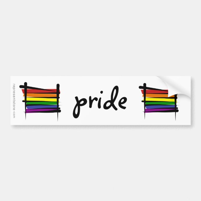 Rainbow Gay Pride Brush Flag Bumper Sticker (Front)