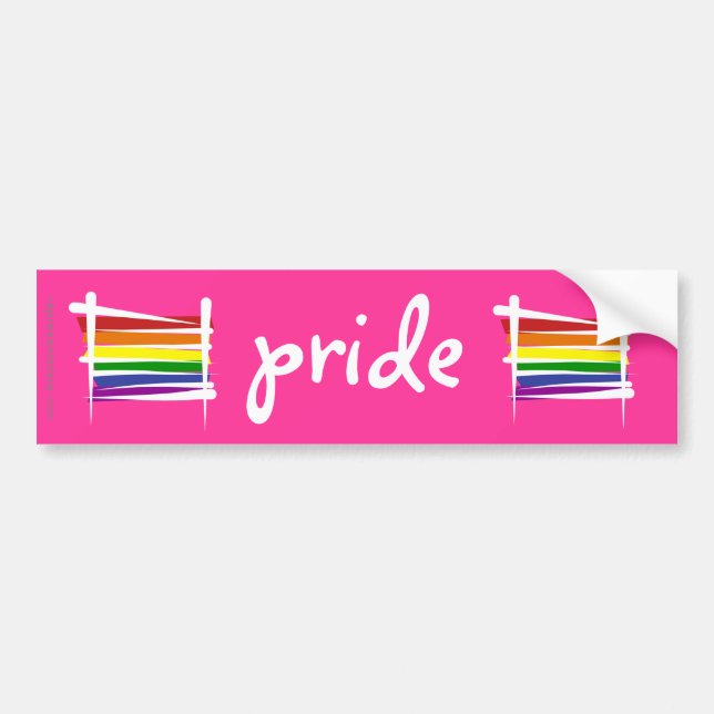 Rainbow Gay Pride Brush Flag Bumper Sticker (Front)