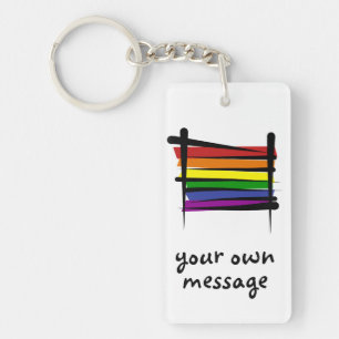 Rainbow Gay Pride Brush Flag Key Ring