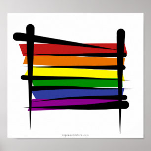 Rainbow Gay Pride Brush Flag Poster