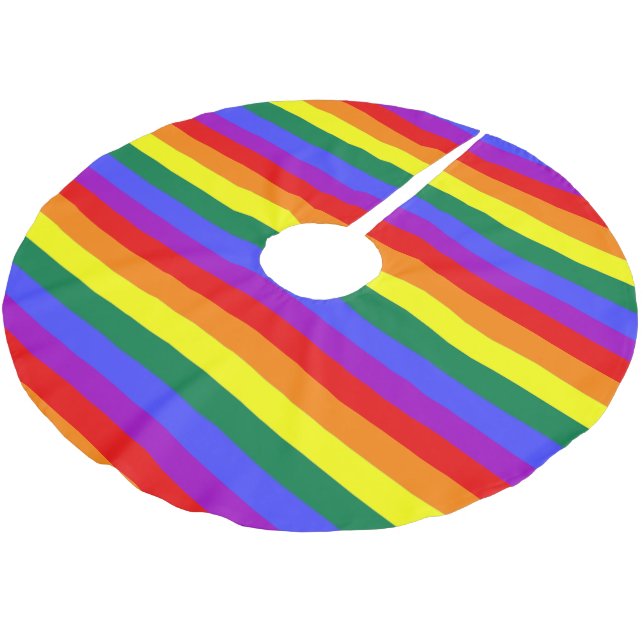 Rainbow Gay Pride Colourful Brushed Polyester Tree Skirt (Angled)
