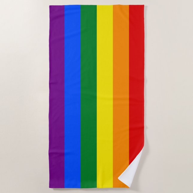 Rainbow Gay Pride Flag Beach Towel (Front)